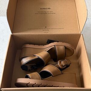 Vince Tan Platform Wedge Sandals size 6